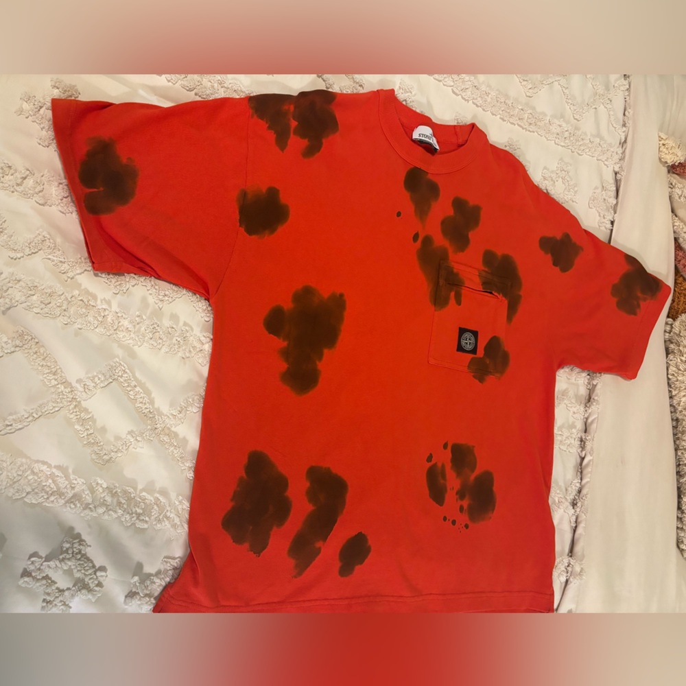 Stone Island Red and Brown Graphic T-Shirt
